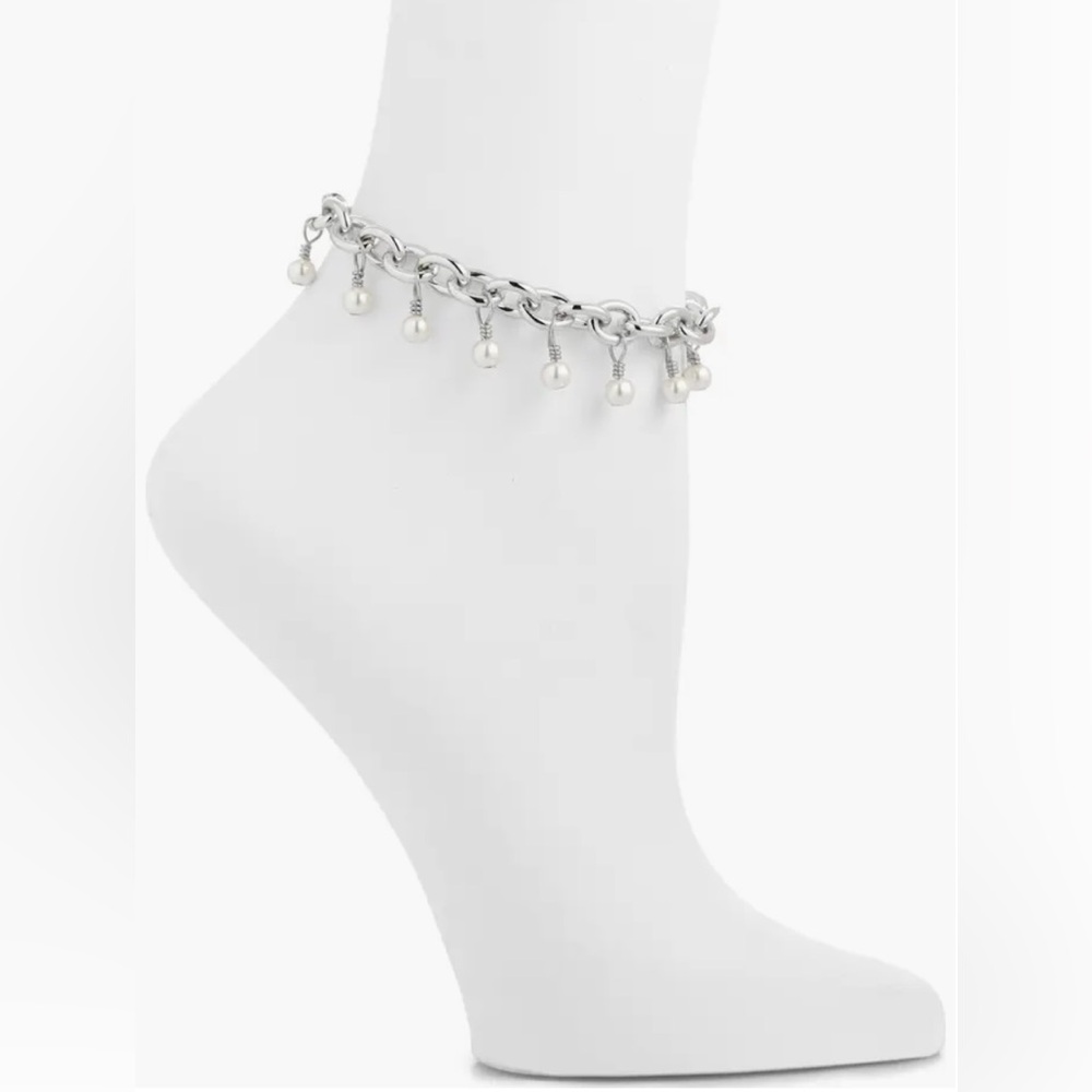 Vida Kush Pearlette Anklet Sterling Silver, Imitation Pearls NWOT